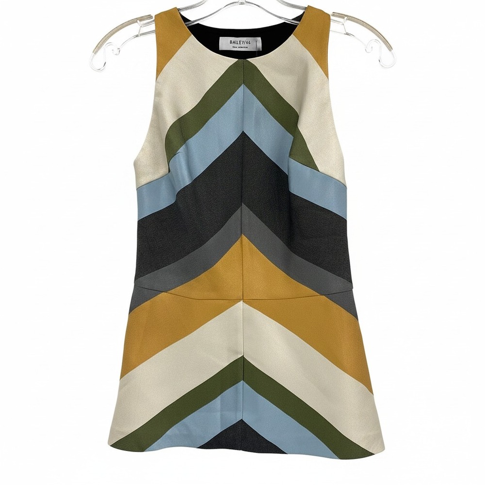 Bailey 44 Black Gold Blue Chevron Stripe Tank | Women’s S Regular